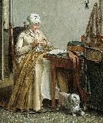 Interior with sewing woman. Wybrand Hendriks